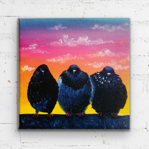 “3 at Sunset” - 8 x 8 inches - Ready to hang canvas print